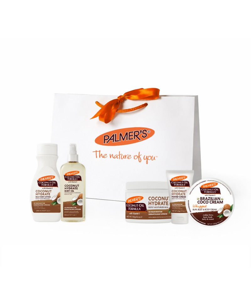 Palmer's Комплект продукти с кокосово масло за тяло и ръце + луксозен подаръчен плик 